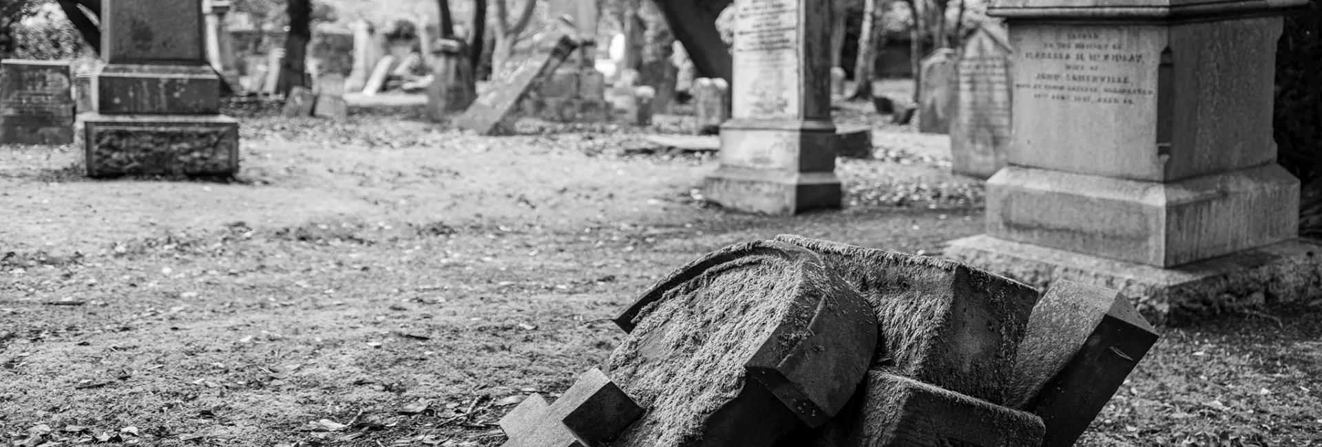 Old European Cemetery in Black and White