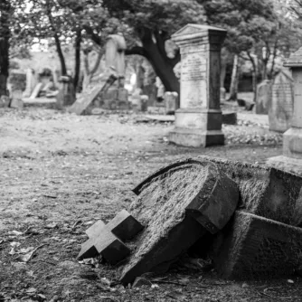 Old European Cemetery in Black and White